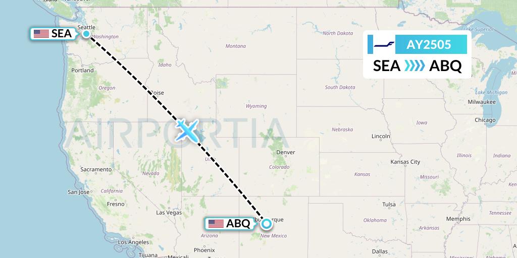 AY2505 Finnair Flight Map: Seattle to Albuquerque