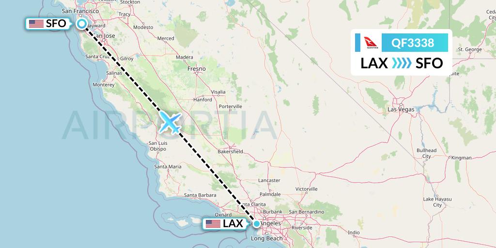 QF3338 Qantas Flight Map: Los Angeles to San Francisco