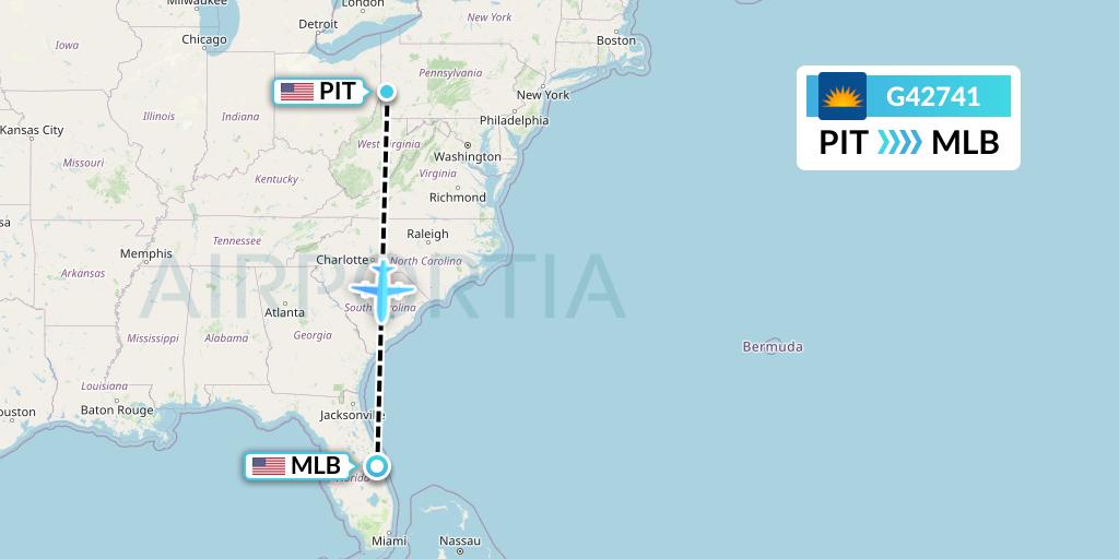 G42741 Allegiant Air Flight Map: Pittsburgh to Melbourne