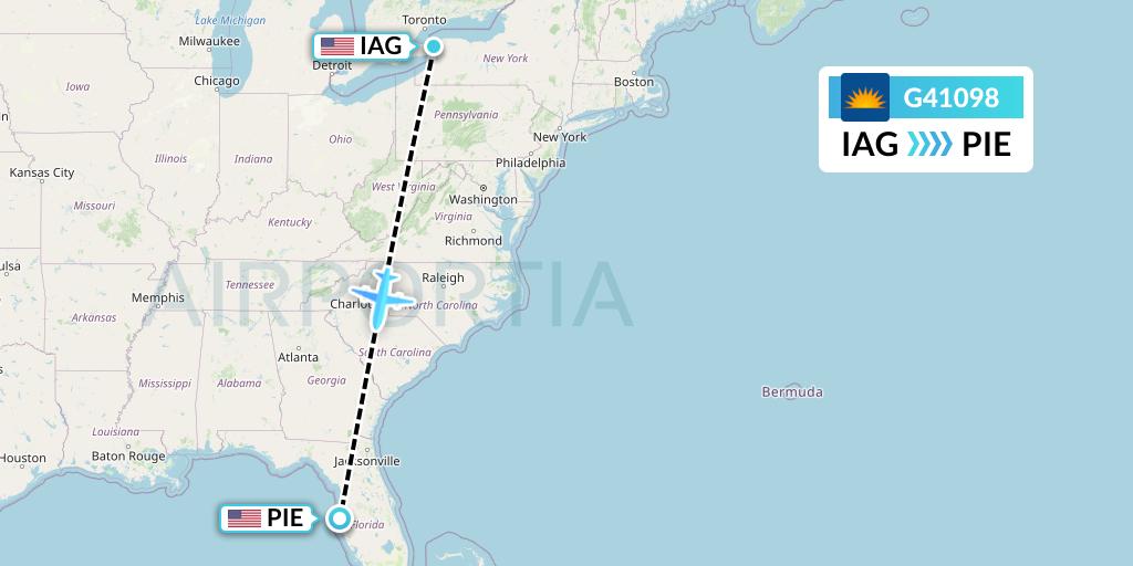 G41098 Allegiant Air Flight Map: Niagara Falls to St. Petersburg
