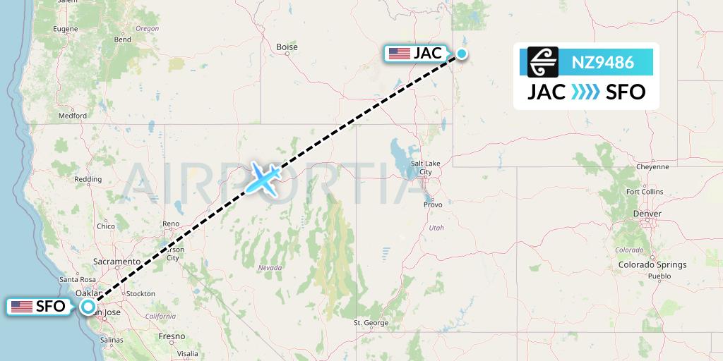 NZ9486 Air New Zealand Flight Map: Jackson to San Francisco