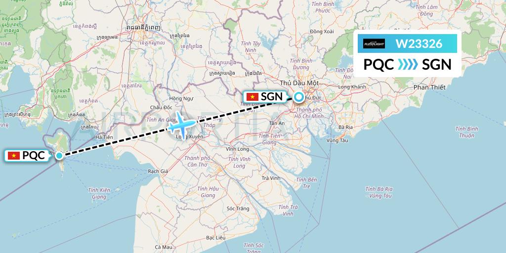 W23326 Flex Flight Flight Map: Phu Quoc to Ho Chi Minh City
