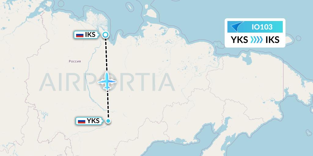 IO103 IrAero Flight Map: Yakutsk to Tiksi