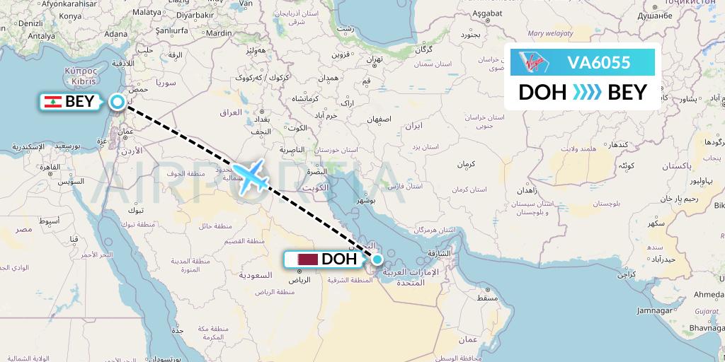 VA6055 Virgin Australia Flight Map: Doha to Beirut