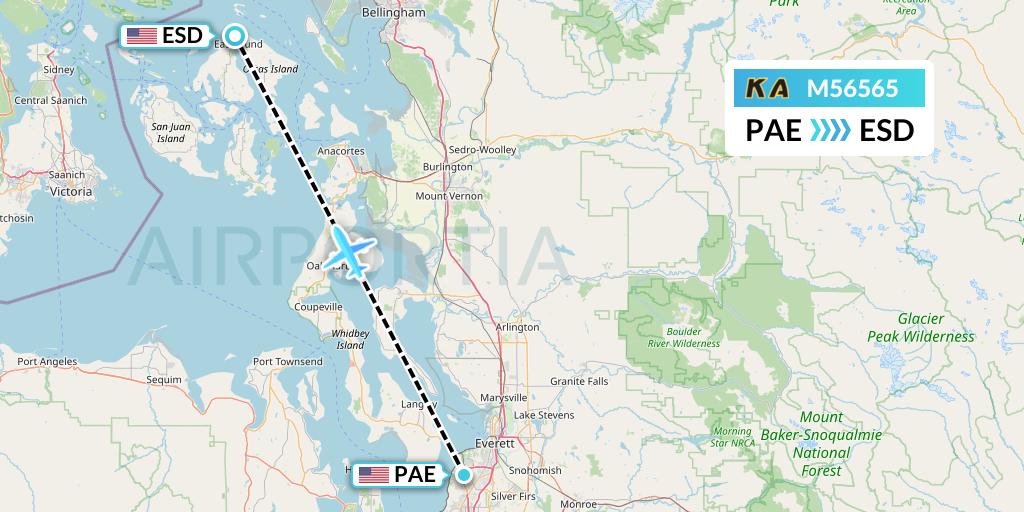 M56565 Kenmore Air Flight Map: Everett to Eastsound