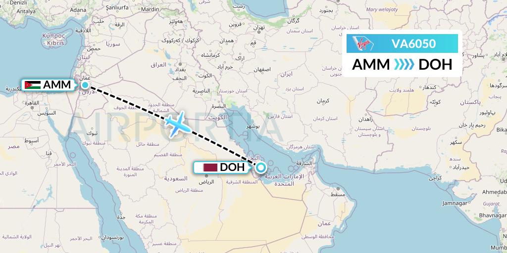 VA6050 Virgin Australia Flight Map: Amman to Doha