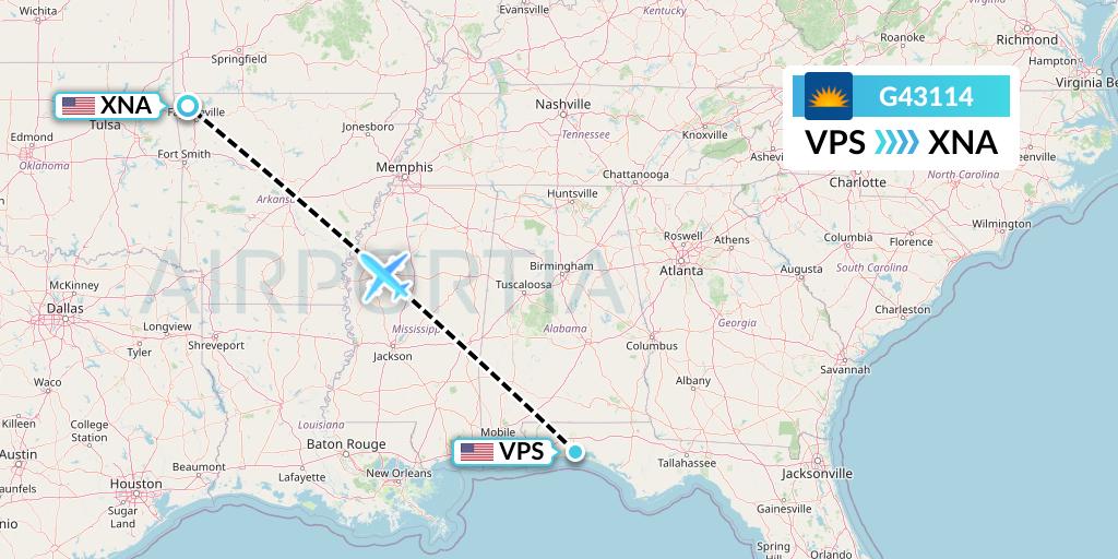 G43114 Allegiant Air Flight Map: Valparaiso to Bentonville