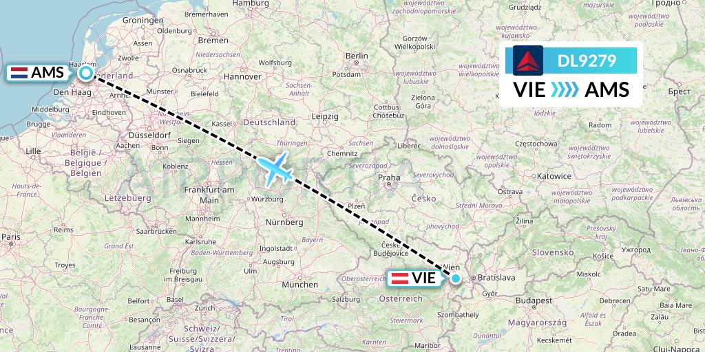 DL9279 Delta Air Lines Flight Map: Vienna to Amsterdam