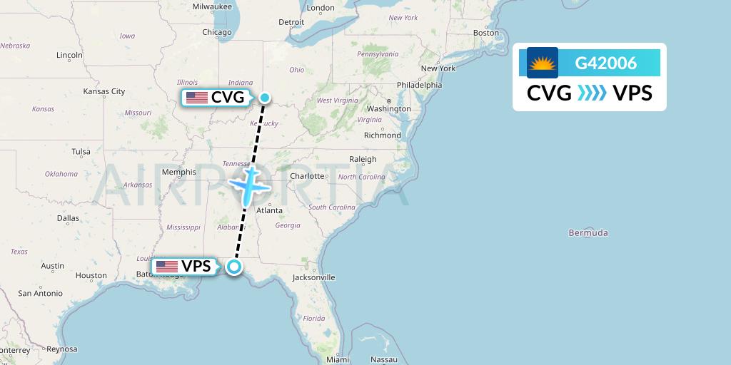 G42006 Allegiant Air Flight Map: Cincinnati to Valparaiso