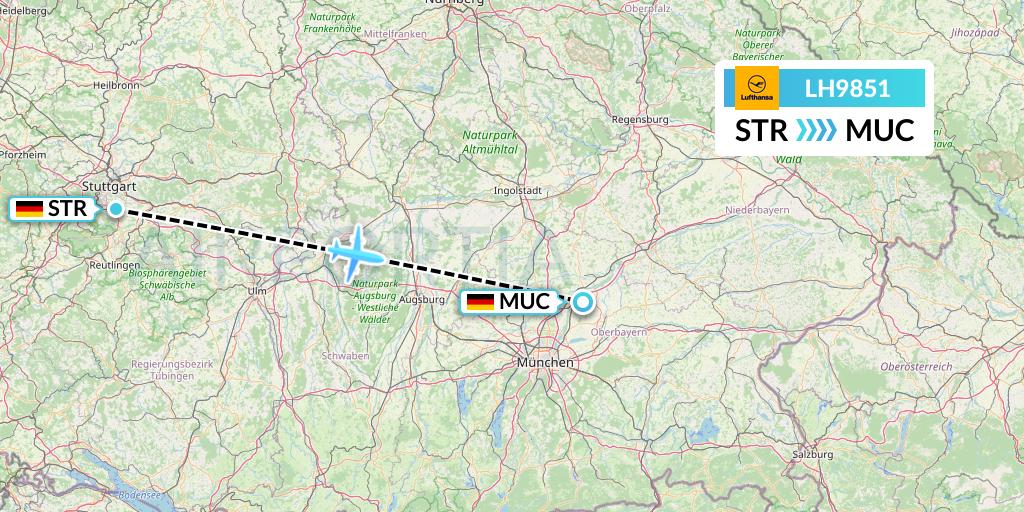 LH9851 Lufthansa Flight Map: Stuttgart to Munich