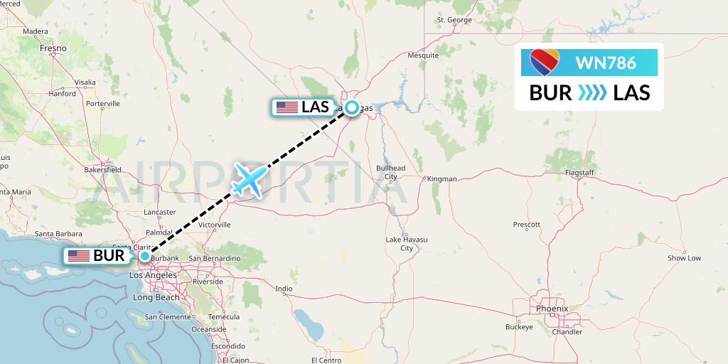 WN786 Southwest Airlines Flight Map: Burbank to Las Vegas