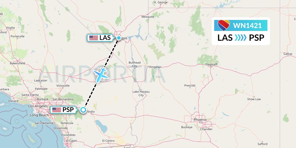 WN1421 Southwest Airlines Flight Map: Las Vegas to Palm Springs