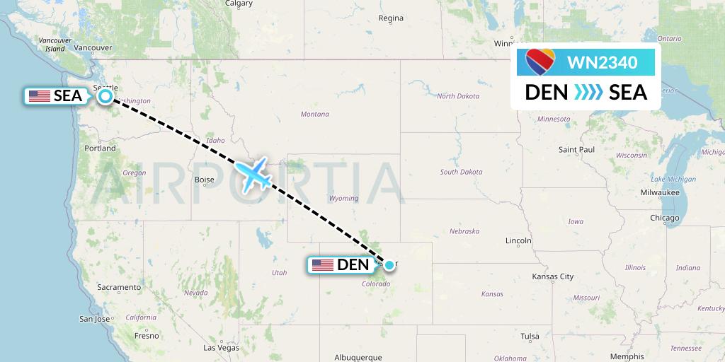 WN2340 Southwest Airlines Flight Map: Denver to Seattle