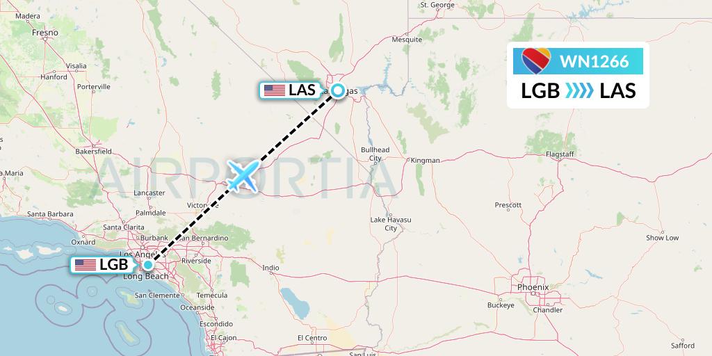WN1266 Southwest Airlines Flight Map: Long Beach to Las Vegas