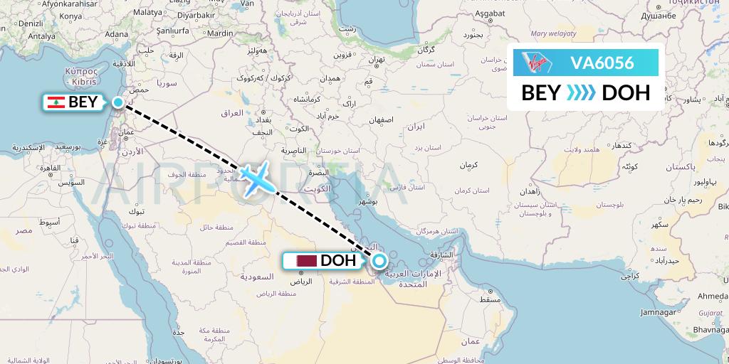 VA6056 Virgin Australia Flight Map: Beirut to Doha