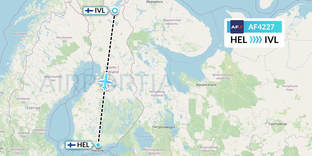 AF4227 Air France Flight Map: Helsinki to Ivalo