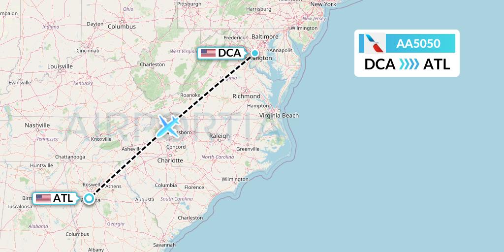 AA5050 American Airlines Flight Map: Washington to Atlanta
