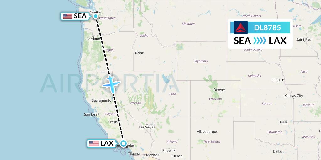 DL8785 Delta Air Lines Flight Map: Seattle to Los Angeles