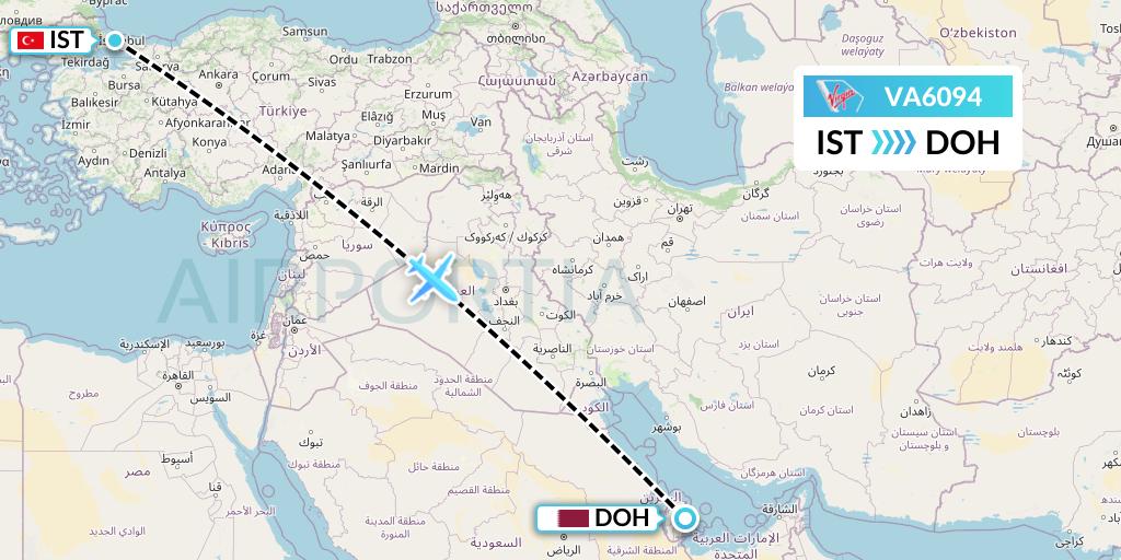 VA6094 Virgin Australia Flight Map: Istanbul to Doha