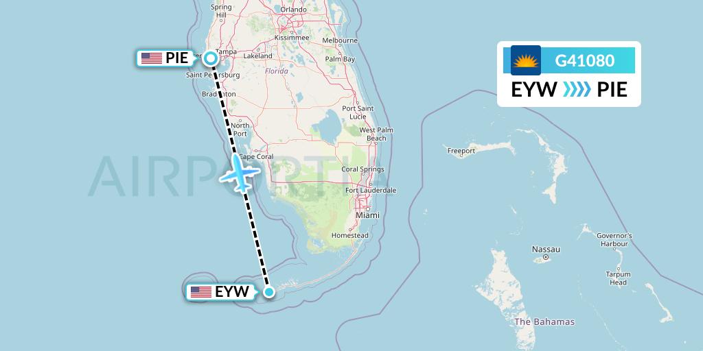 G41080 Allegiant Air Flight Map: Key West to St. Petersburg