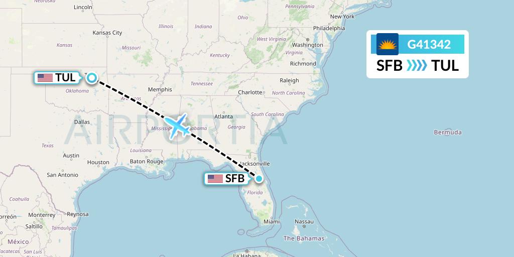 G41342 Allegiant Air Flight Map: Orlando to Tulsa