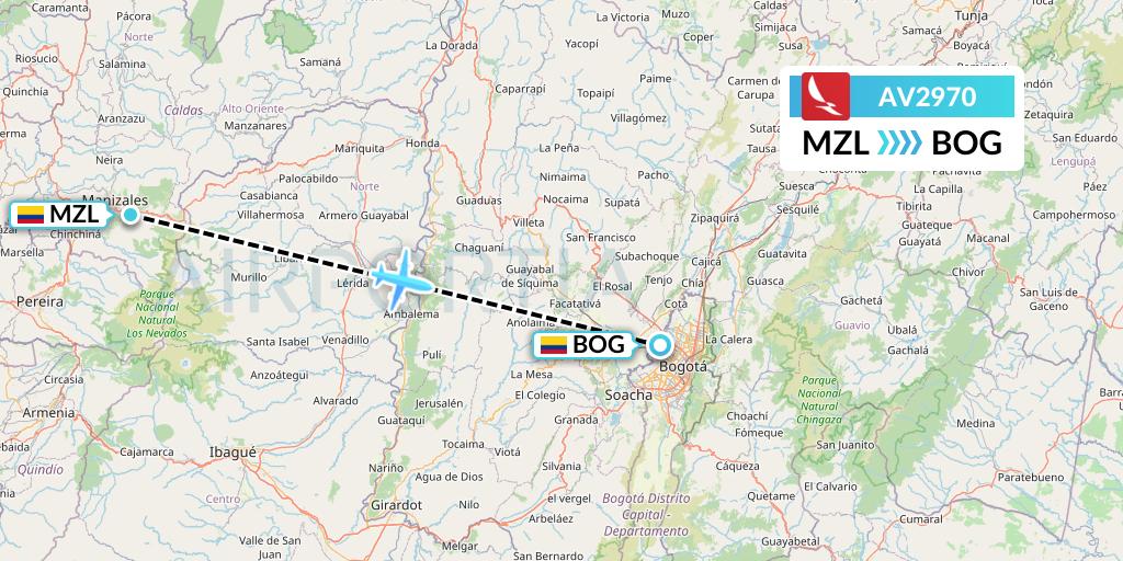 AV2970 Avianca Flight Map: Manizales to Bogota