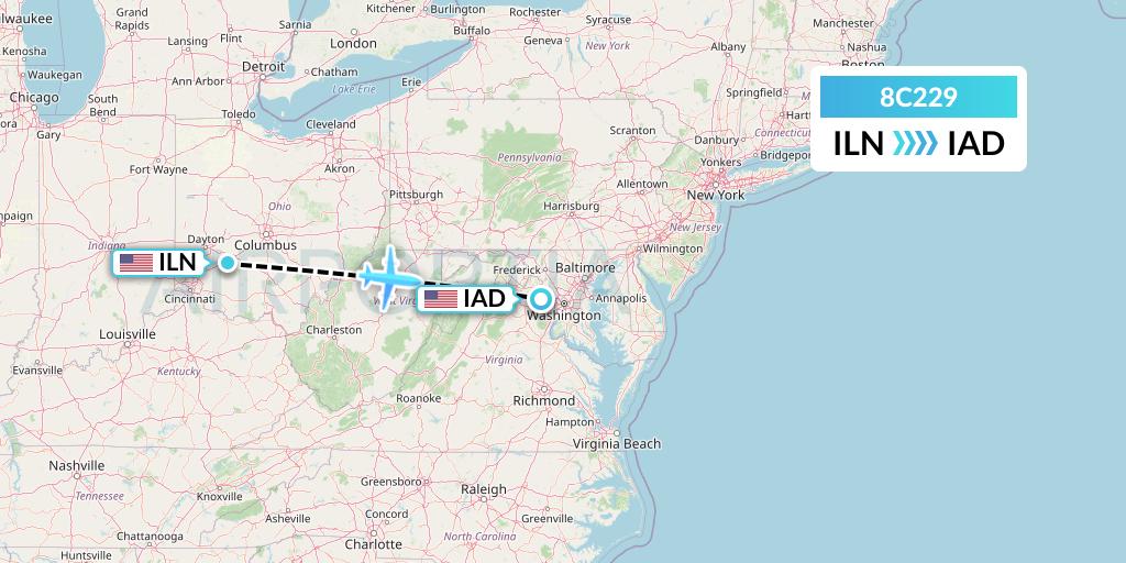 8C229 Air Transport International Flight Map: Wilmington to Washington