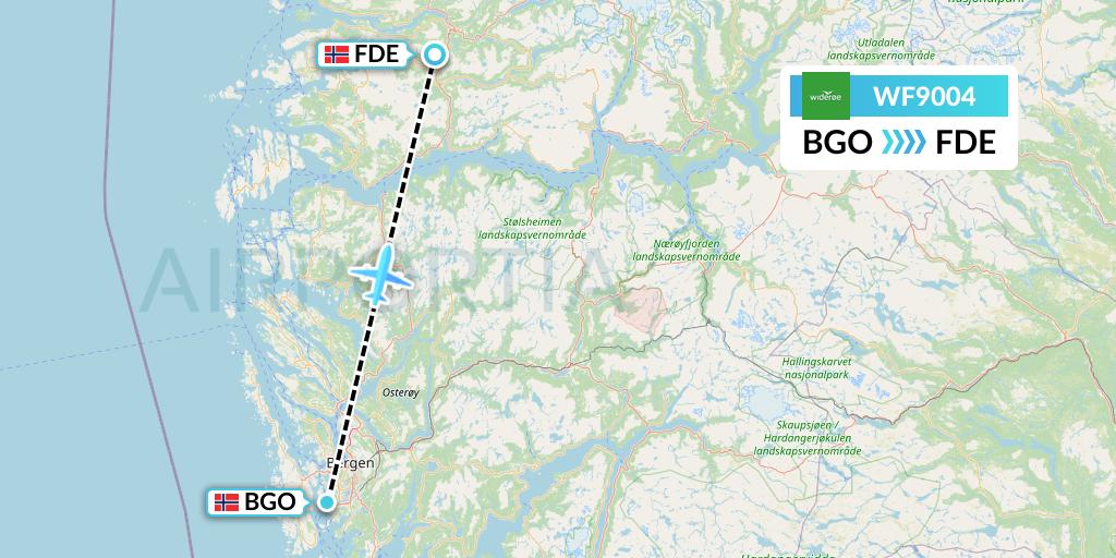 WF9004 Wideroe Flight Map: Bergen to Forde