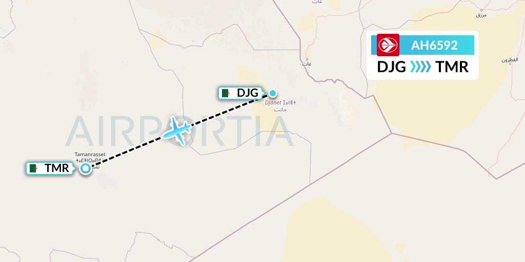 AH6592 Air Algerie Flight Map: Djanet to Tamanrasset