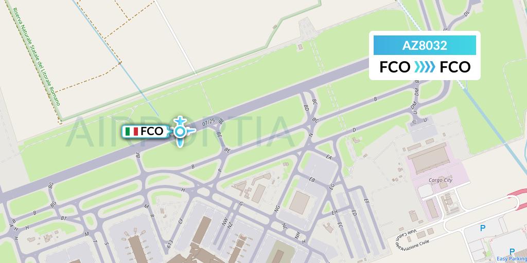 AZ8032 ITA Airways Flight Map: Rome to Rome
