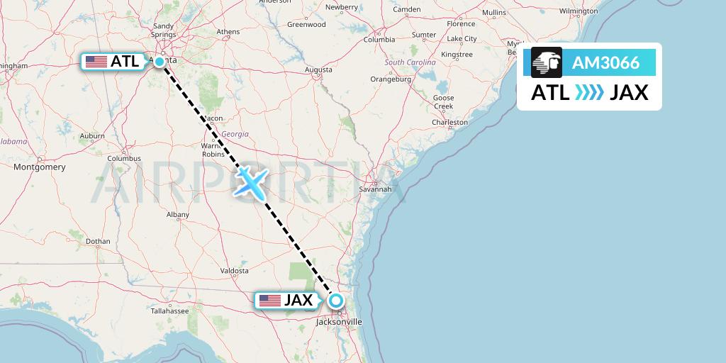AM3066 Aeromexico Flight Map: Atlanta to Jacksonville