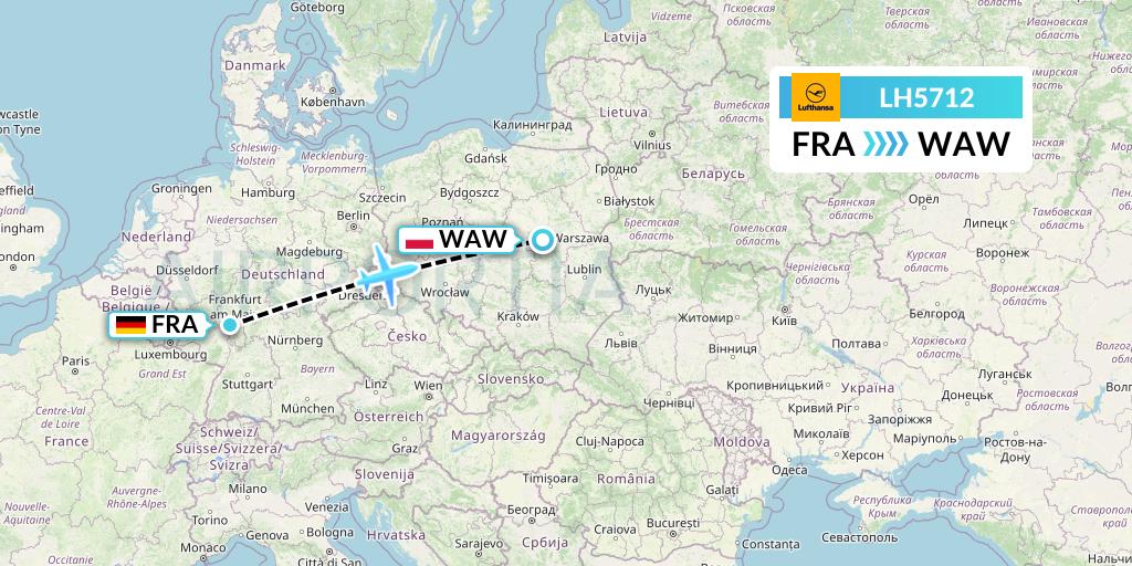 LH5712 Lufthansa Flight Map: Frankfurt to Warsaw