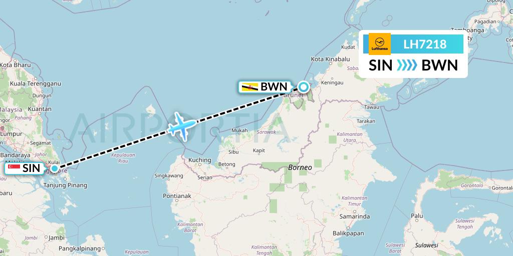 LH7218 Lufthansa Flight Map: Singapore to Brunei