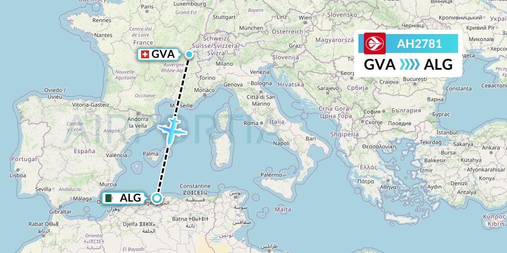 AH2781 Air Algerie Flight Map: Geneva to Algiers