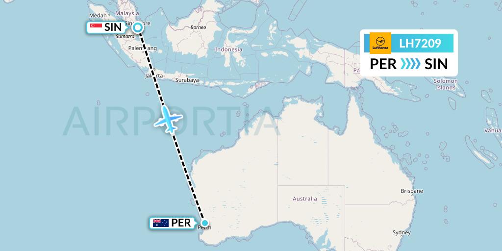 LH7209 Lufthansa Flight Map: Perth to Singapore