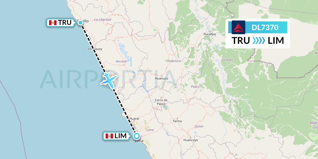 DL7370 Delta Air Lines Flight Map: Trujillo to Lima