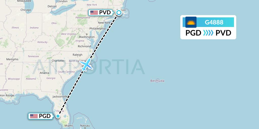 G4888 Allegiant Air Flight Map: Punta Gorda to Providence