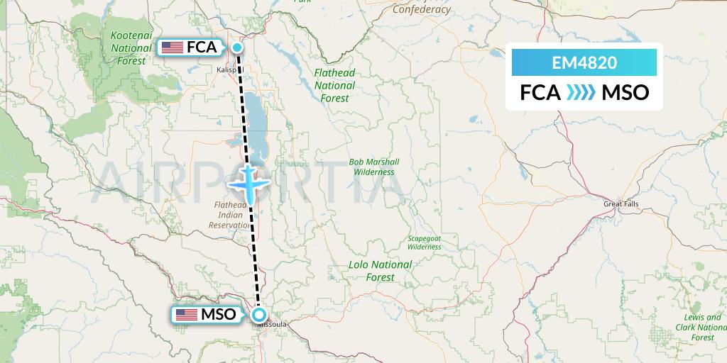EM4820 Empire Airlines Flight Map: Kalispell to Missoula