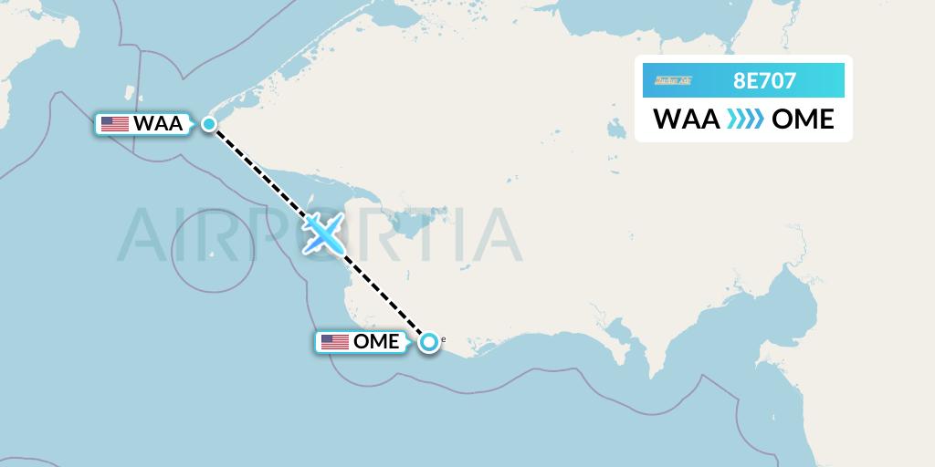 8E707 Bering Air Flight Map: Wales to Nome