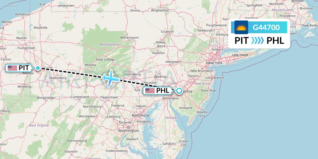 G44700 Allegiant Air Flight Map: Pittsburgh to Philadelphia