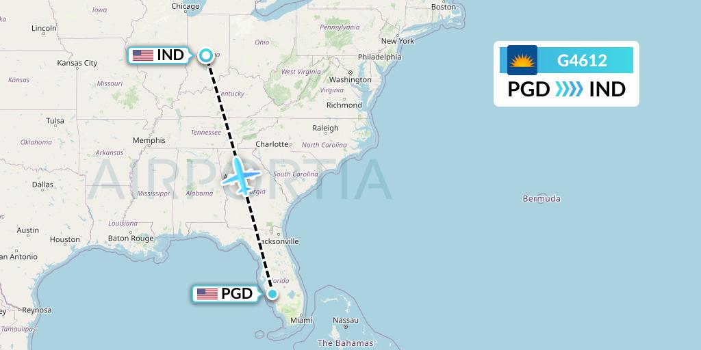 G4612 Allegiant Air Flight Map: Punta Gorda to Indianapolis
