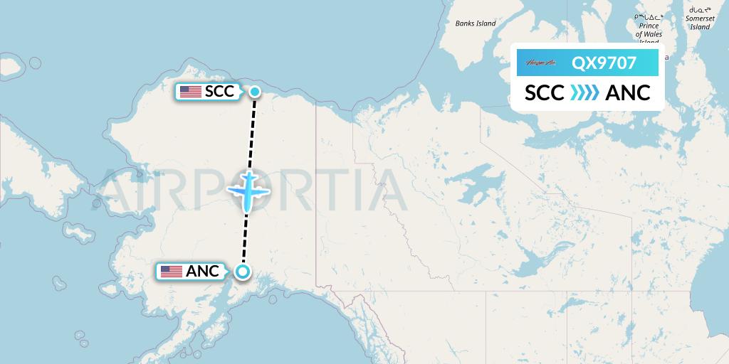 QX9707 Horizon Air Flight Map: Deadhorse to Anchorage