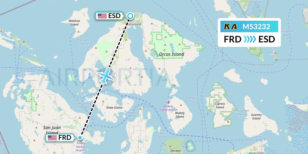 M53232 Kenmore Air Flight Map: Friday Harbor to Eastsound