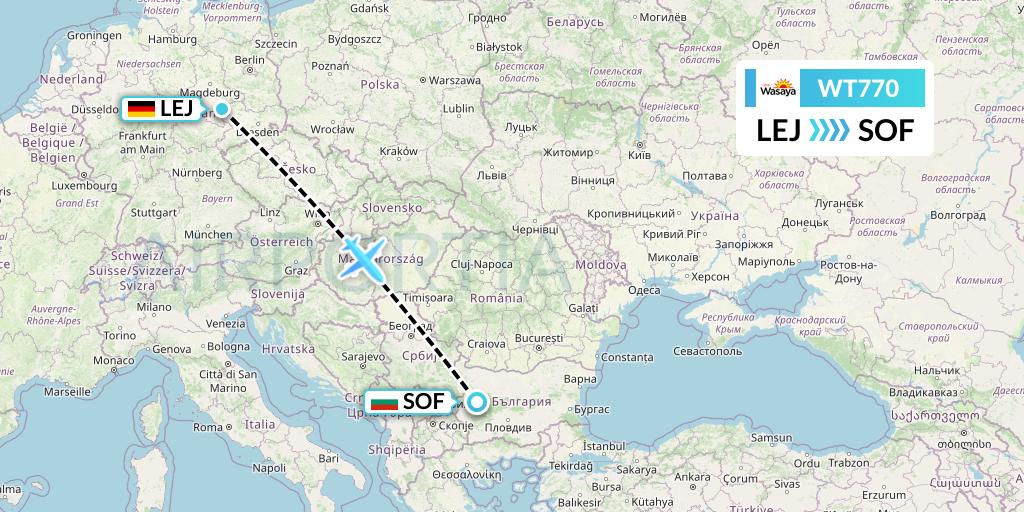 WT770 Swiftair Flight Map: Leipzig to Sofia