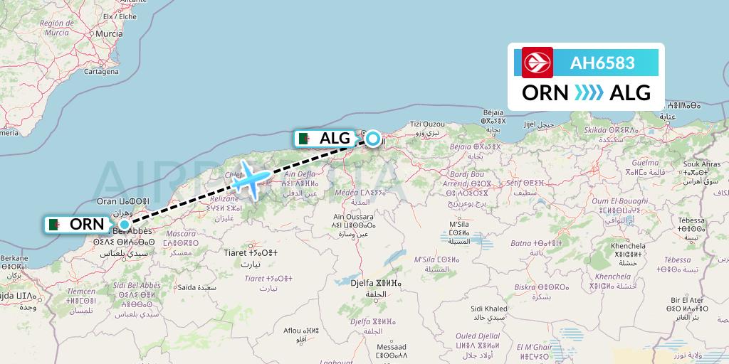 AH6583 Air Algerie Flight Map: Oran to Algiers