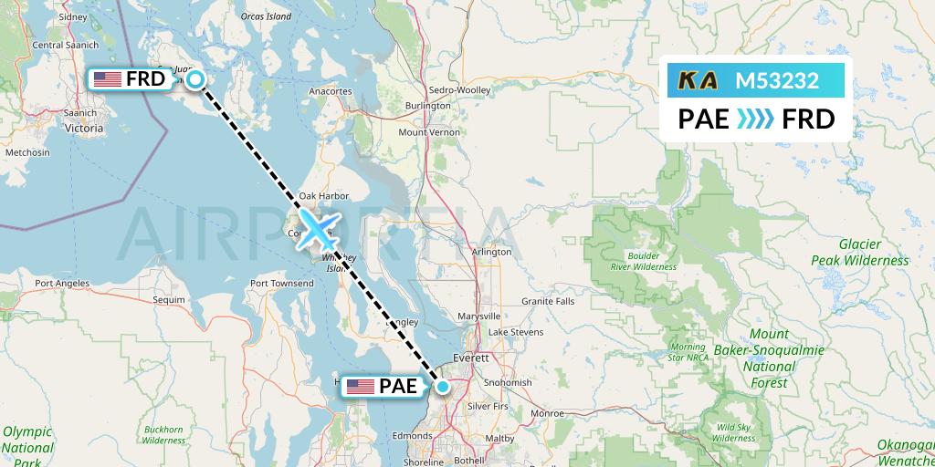 M53232 Kenmore Air Flight Map: Everett to Friday Harbor