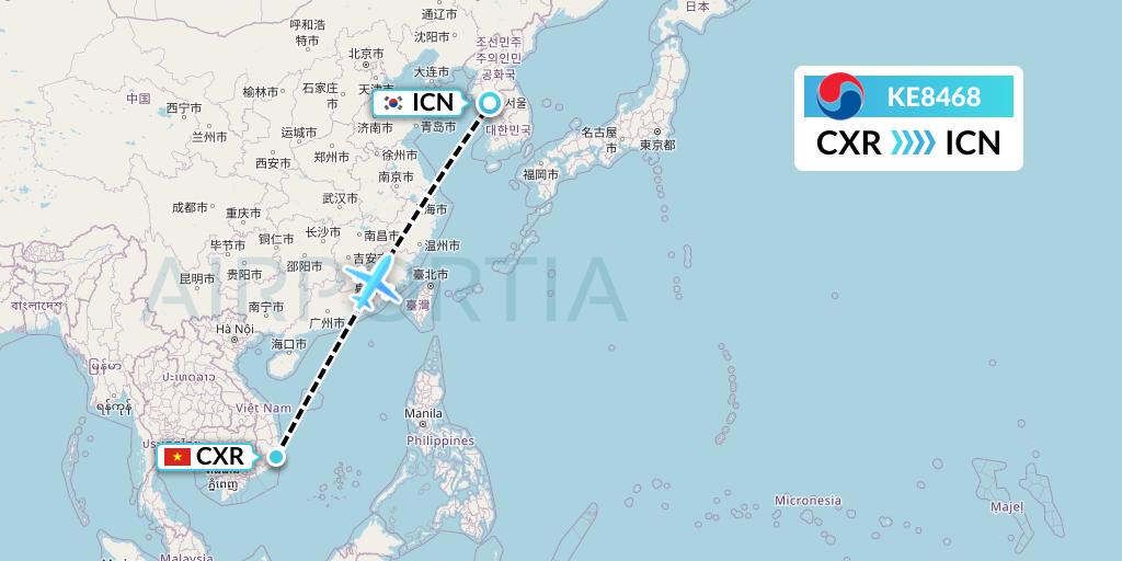 KE8468 Korean Air Flight Map: Nha Trang to Seoul