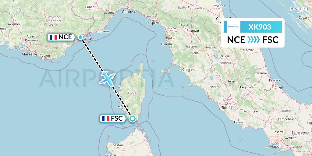 XK903 Air Corsica Flight Map: Nice to Figari
