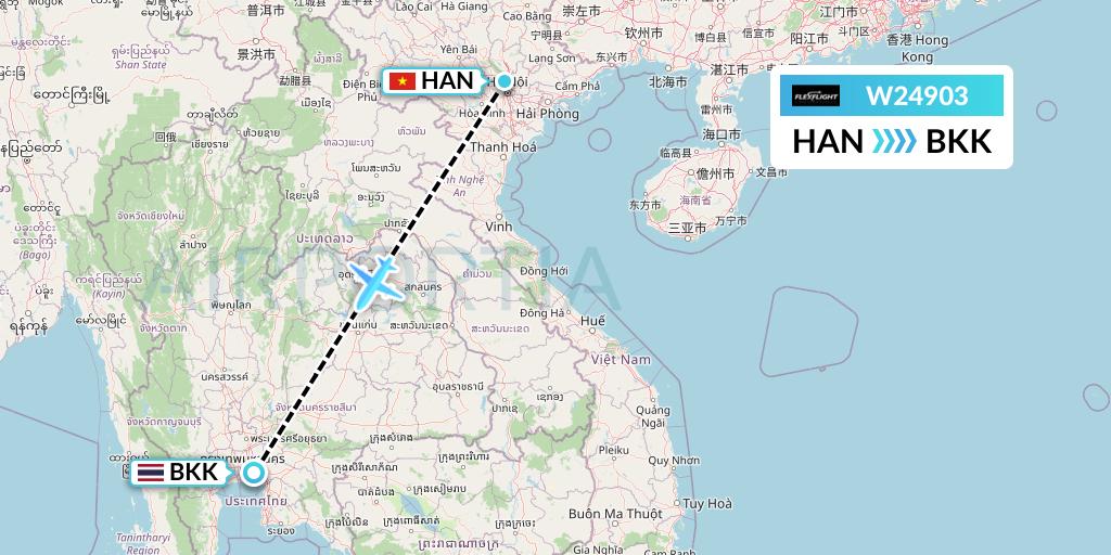 W24903 Flex Flight Flight Map: Hanoi to Bangkok