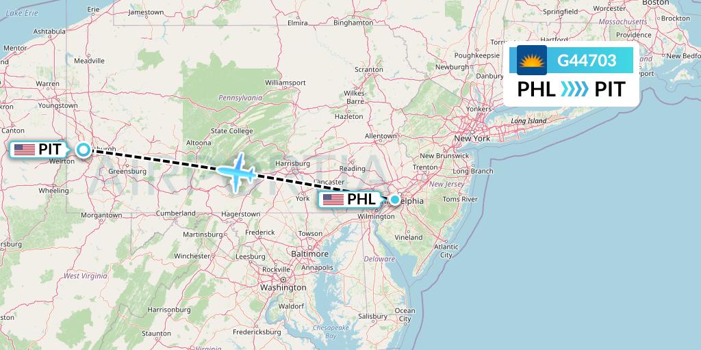 G44703 Allegiant Air Flight Map: Philadelphia to Pittsburgh